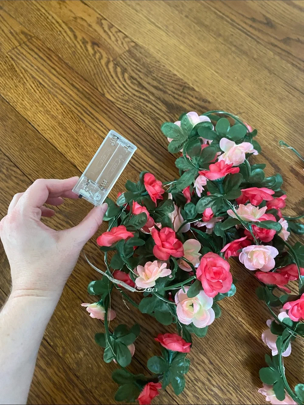Battery Powered Artificial Rose Garland and Stems
